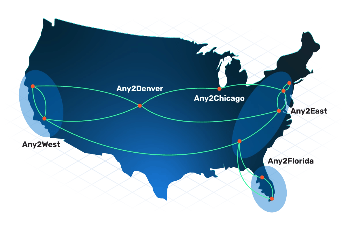 CoreSite's any2exchange for internet peering map locations