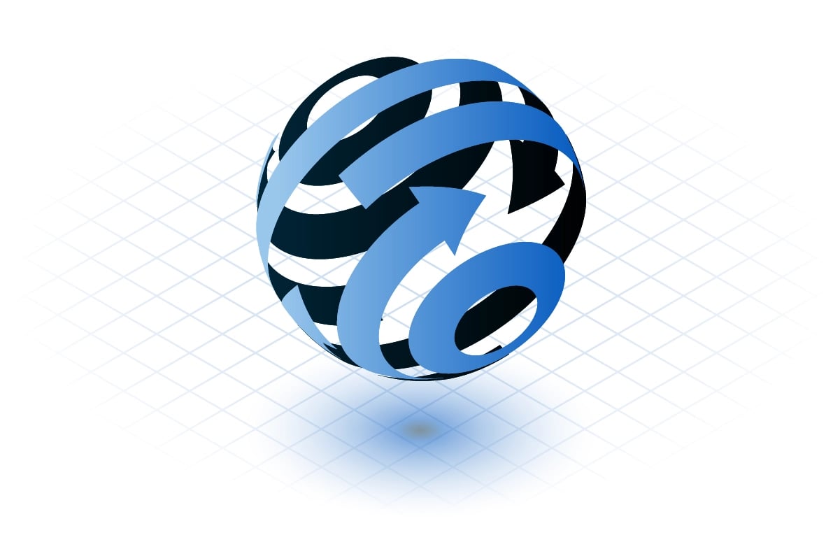 illustration blue isometric sphere global peering