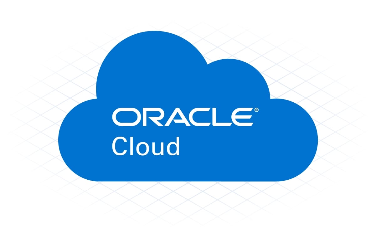 Blue cloud with oracle logo