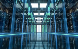 A photo of rows of servers is a data center.