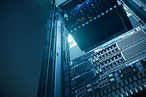 Photo of a rack of servers in a data center.
