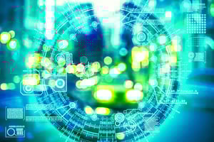 An abstract image representing data traveling through a fiber optic cable.