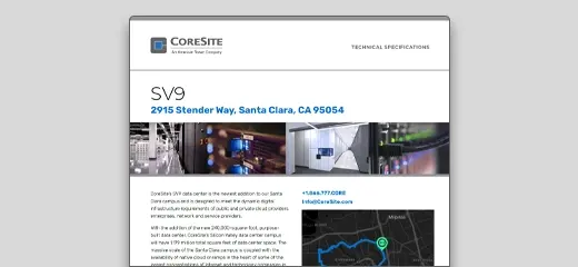CORESITE SILICON VALLEY SV9 SPEC SHEET