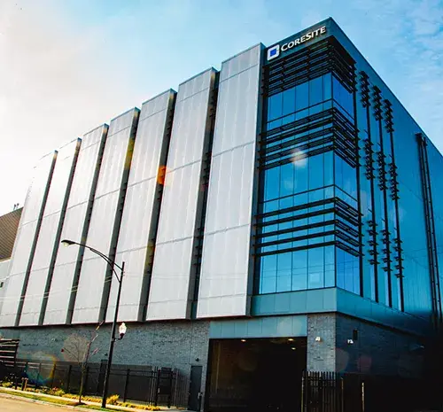A photograph of CoreSite’s Chicago data center, CH2.