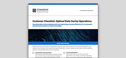 CUSTOMER CHECKLIST: OPTIMAL DATA CENTER OPERATIONS