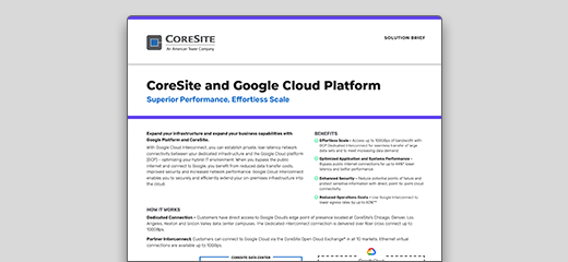 CORESITE AND GOOGLE CLOUD PLATFORM