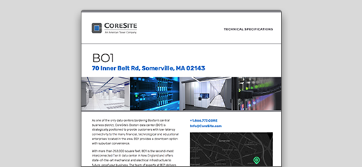 CORESITE BOSTON BO1 SPEC SHEET