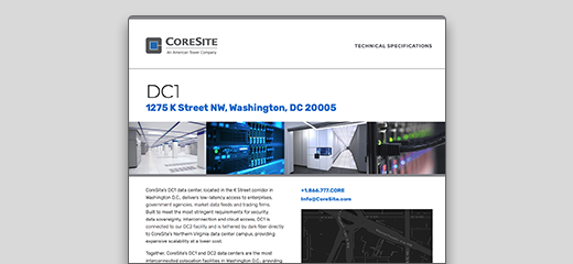 CORESITE WASHINGTON D.C DC1 SPEC SHEET