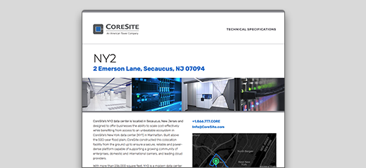 CORESITE NEW YORK NY2 SPEC SHEET