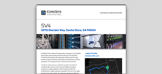 CORESITE SILICON VALLEY SV4 SPEC SHEET