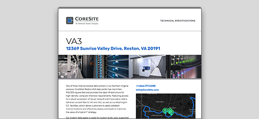 CORESITE NORTHERN VIRGINIA VA3 SPEC SHEET